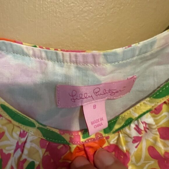 Lilly Pulitzer Floral Print Babydoll Short Sleeve Top - size 8 - Picture 6 of 8